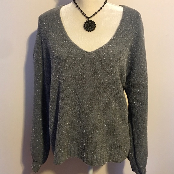 Nice gray silver sweater 0c size L - Picture 1 of 9
